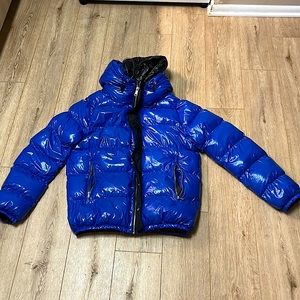 Blue puffer coat